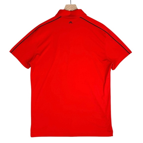 J Lindeberg Polo Mens Large Red Performance Tech Tour Golf Shirt Sacconnesset - Picture 5 of 9